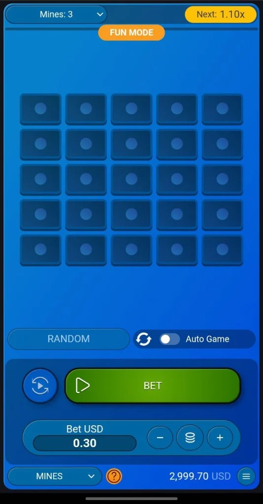 Mines мобильная версия игры.